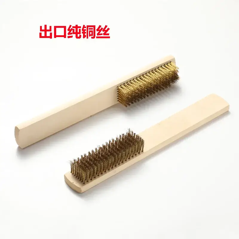 Wooden Wire Brush Set with Copper Plate Handle - Image 4