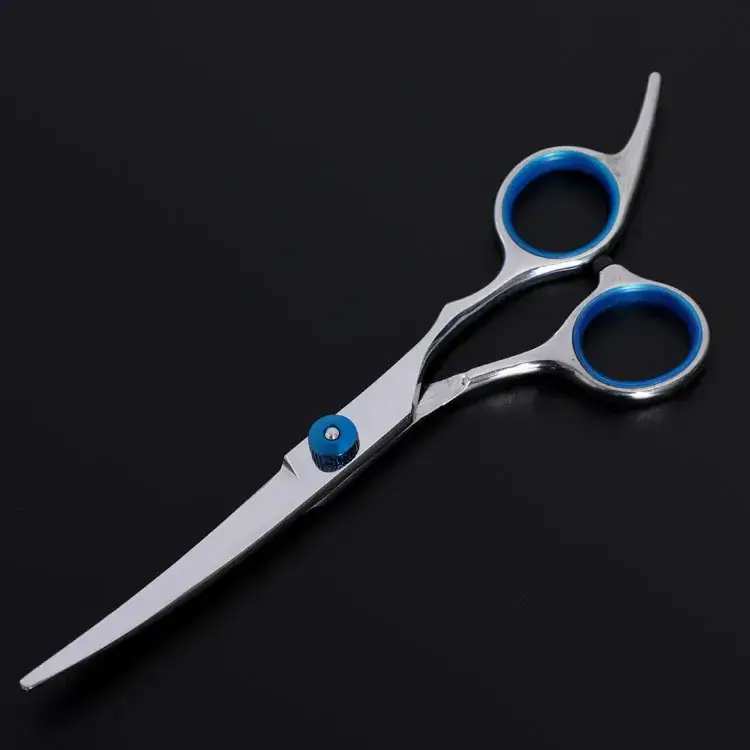 Pet Scissors Set 8 Pcs Curved Flat Cutter Blue