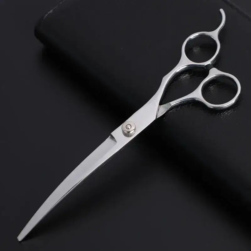 Pet Scissors Set 8 Pcs Curved Flat Cutter Blue
