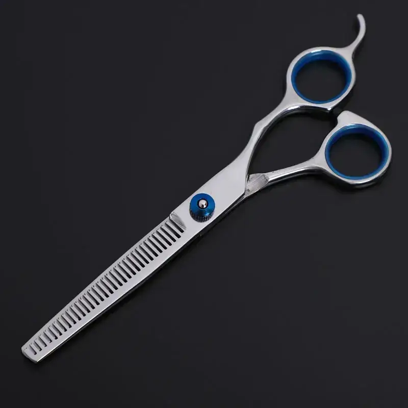 Pet Scissors Set 8 Pcs Curved Flat Cutter Blue