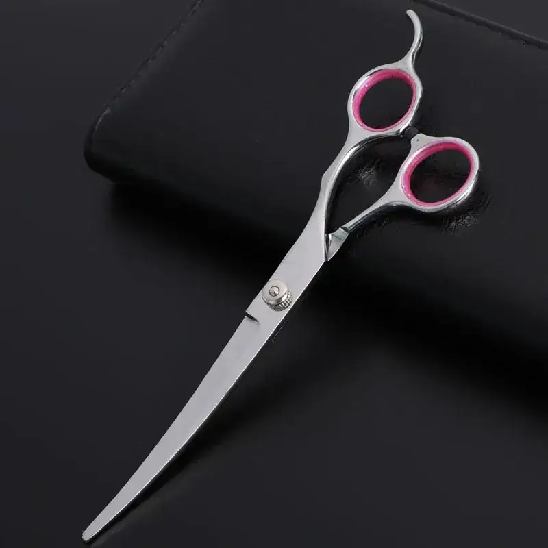 Pet Scissors Set 8 Pcs Curved Flat Cutter Blue