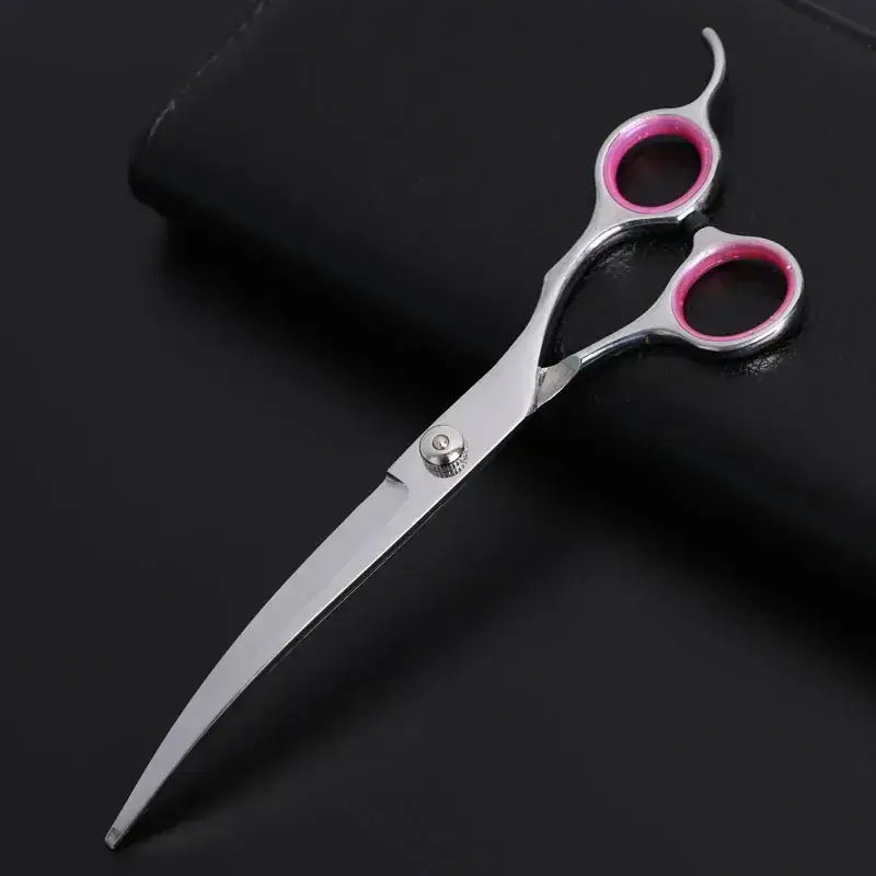 Pet Scissors Set 8 Pcs Curved Flat Cutter Blue