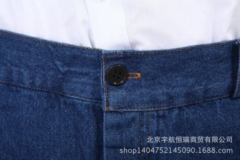 Men Dark Blue Denim Work Suit Long Sleeve Factory Uniform — feature 11