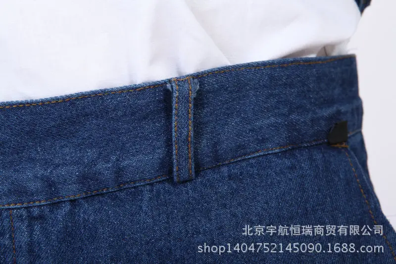 Men Dark Blue Denim Work Suit Long Sleeve Factory Uniform — feature 12
