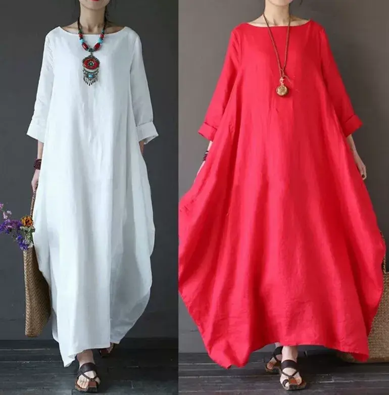 2026 Spring Summer Loose Cotton Linen Long Dress Plus Size — feature 10