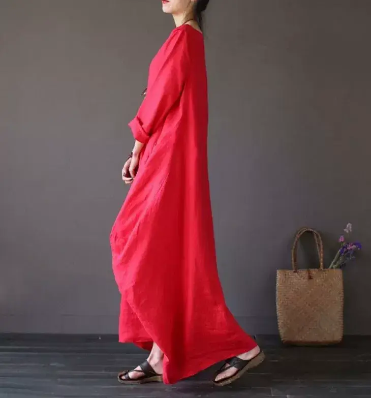 2026 Spring Summer Loose Cotton Linen Long Dress Plus Size — feature 4