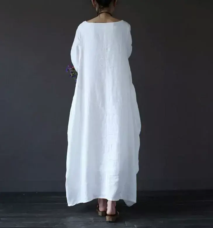 2026 Spring Summer Loose Cotton Linen Long Dress Plus Size — feature 5