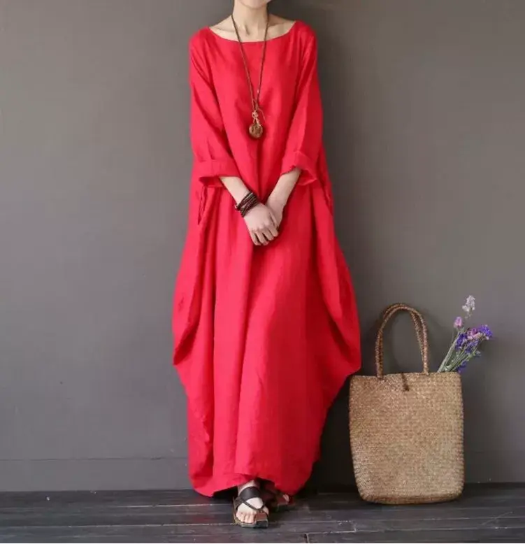 2026 Spring Summer Loose Cotton Linen Long Dress Plus Size — feature 6