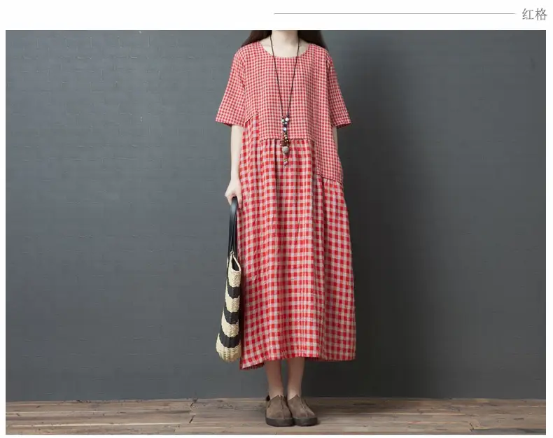 Women's Black White Checkered Long Dress Large — feature 10