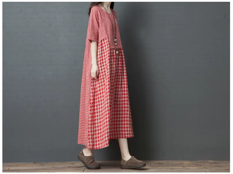Women's Black White Checkered Long Dress Large — feature 12