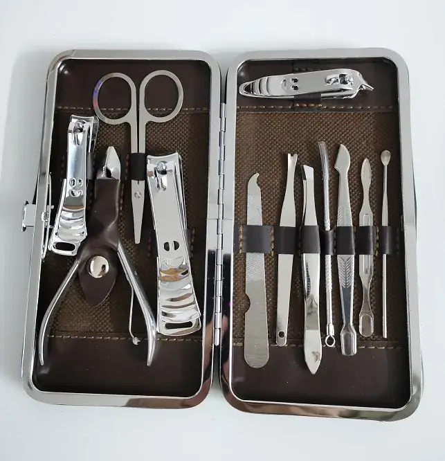 Stainless Steel Nail Clippers Set 12 Pcs Gold Finish
