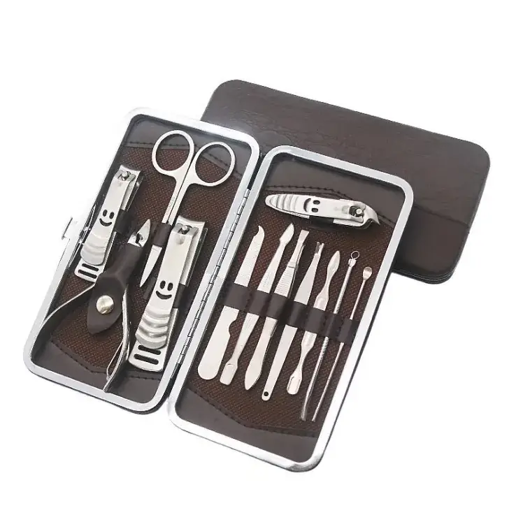 Stainless Steel Nail Clippers Set 12 Pcs Gold Finish