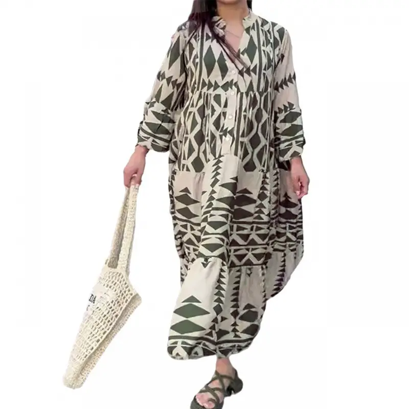 2024 Bohemian Print Pullover Dress Plus Size - Image 8