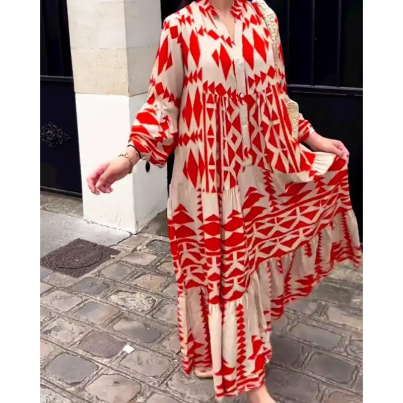 2024 Bohemian Print Pullover Dress Plus Size - Image 9