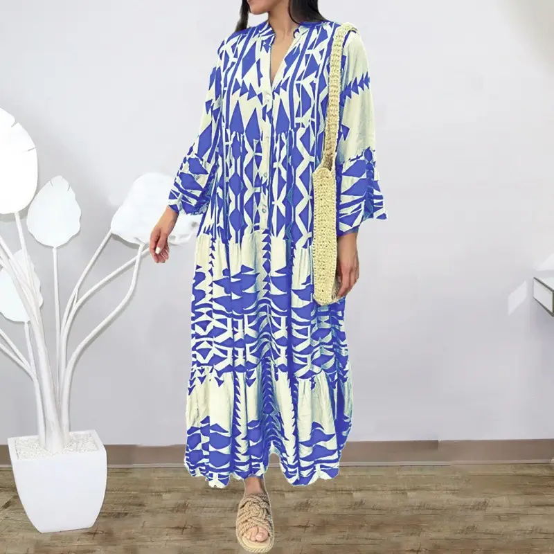 2024 Bohemian Print Pullover Dress Plus Size - Image 5