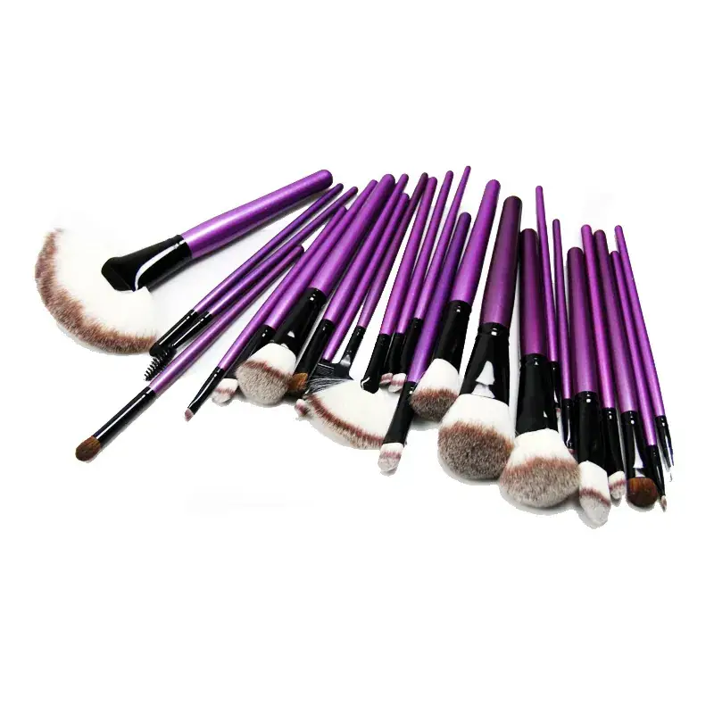 24-Piece Purple PU Makeup Brushes Set - Image 6