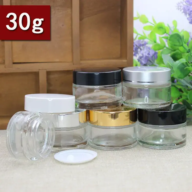 30g Transparent Glass Facial Cream Bottle