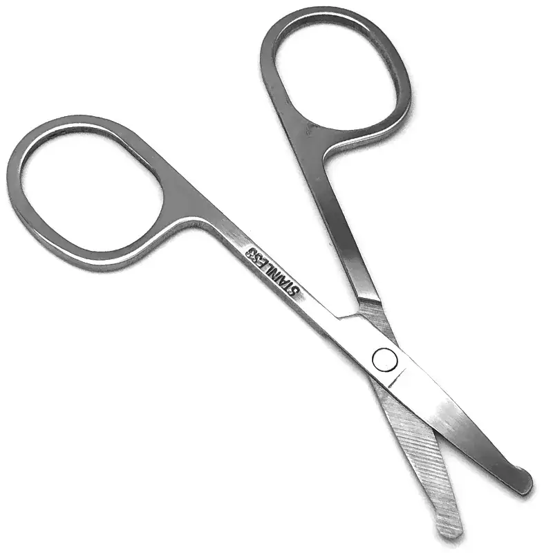 Stainless Steel Mirror Nose Hair Scissors Round Head