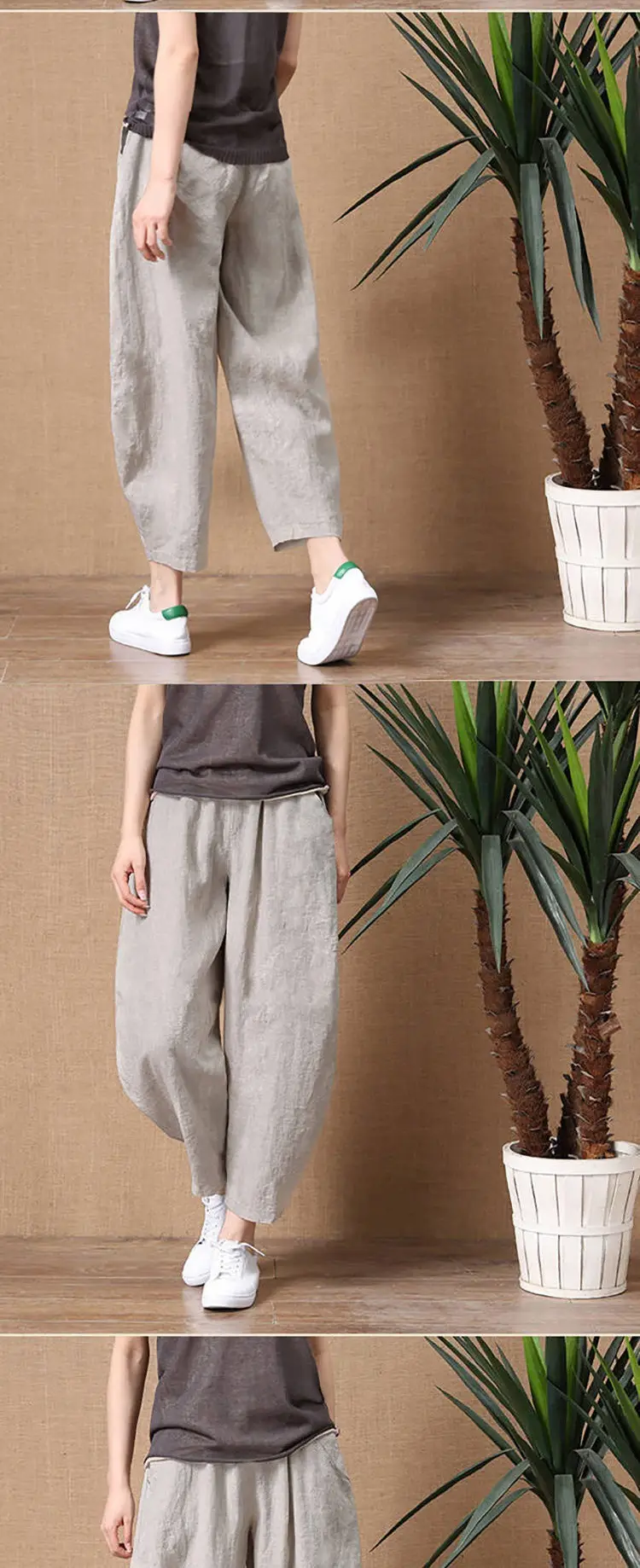 Women's Loose Fit Linen Pants with Elastic Waist — feature 4