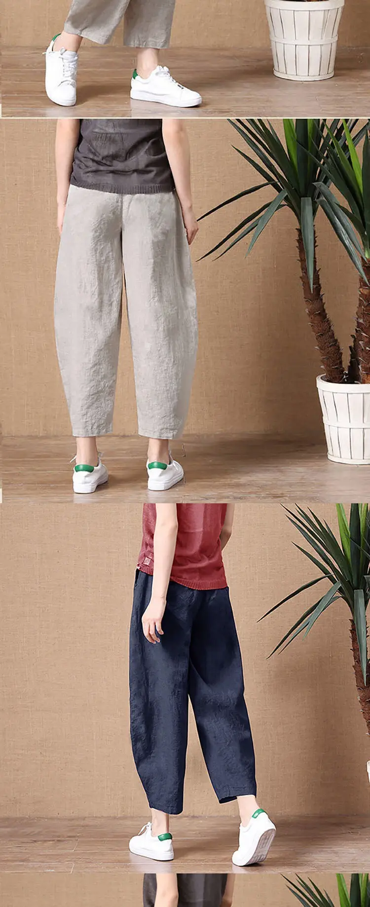 Women's Loose Fit Linen Pants with Elastic Waist — feature 6