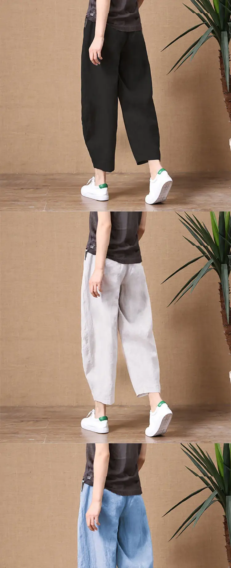 Women's Loose Fit Linen Pants with Elastic Waist — feature 7