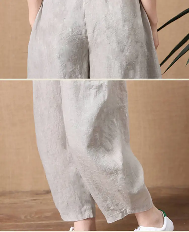 Women's Loose Fit Linen Pants with Elastic Waist — feature 9