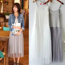 Grey Mesh Slip Skirt with Lace Trimmer — feature 5