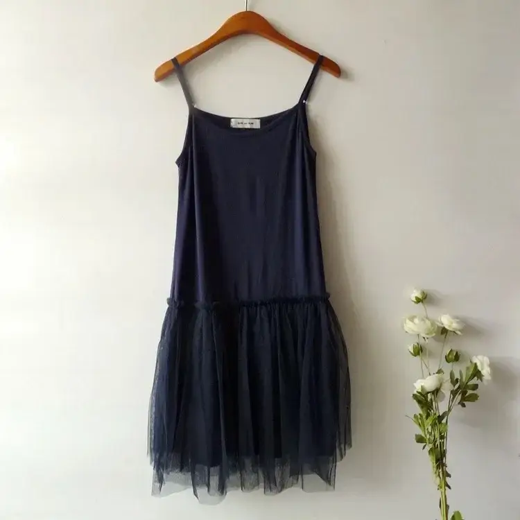 Grey Mesh Slip Skirt with Lace Trimmer - Image 5