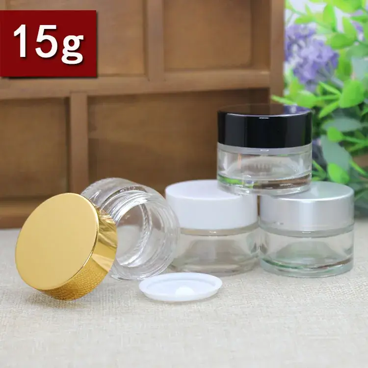 15g Transparent Glass Cosmetic Face Cream Bottle
