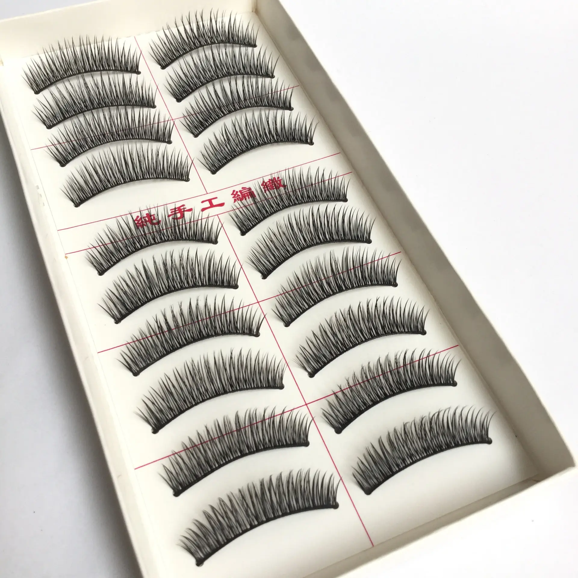 H-9# Fake Eyelashes 10 Pairs Semi-Handmade Cross Design - Image 2