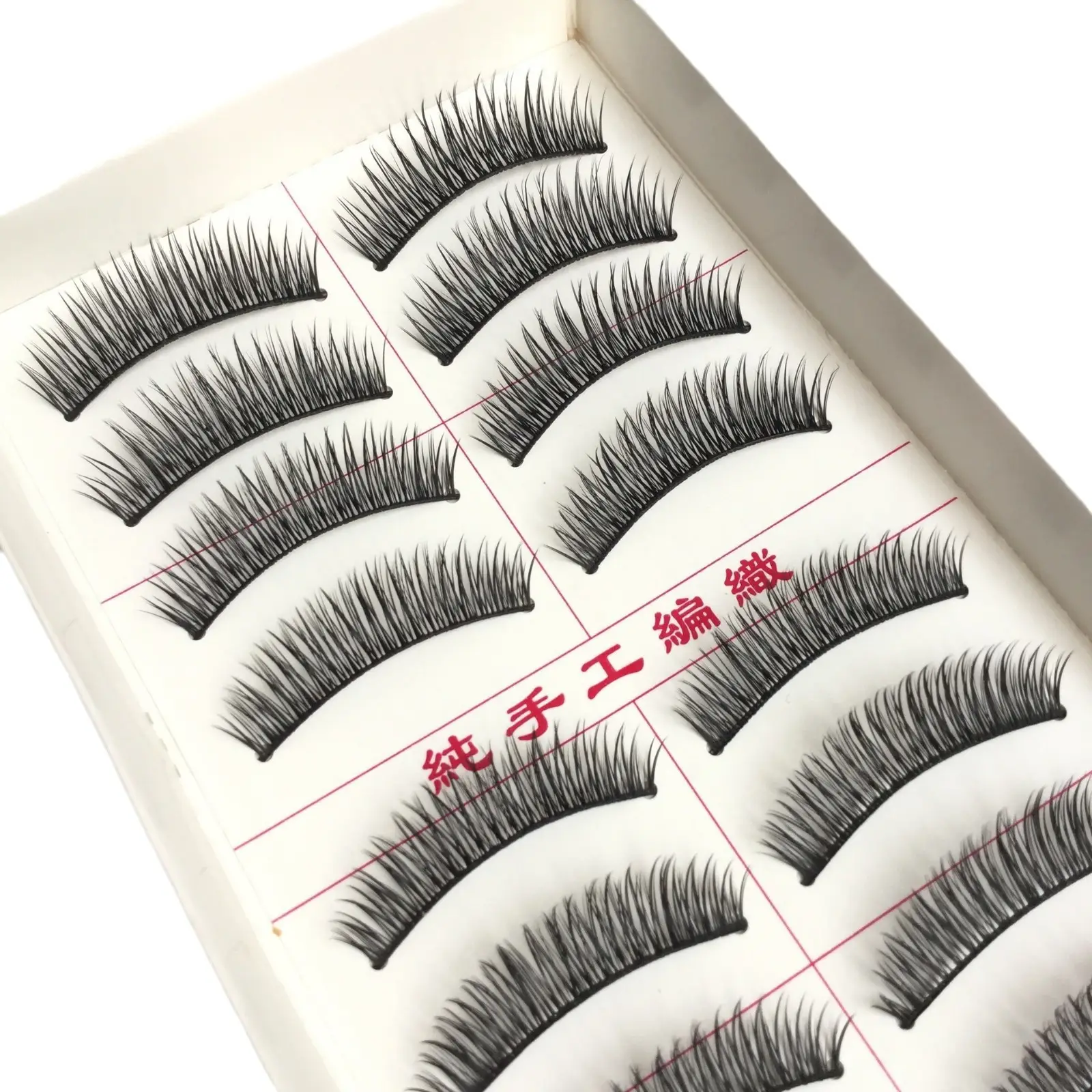 H-9# Fake Eyelashes 10 Pairs Semi-Handmade Cross Design - Image 5