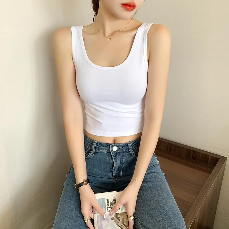 Women's White Navel Vest Summer Top - Image 11