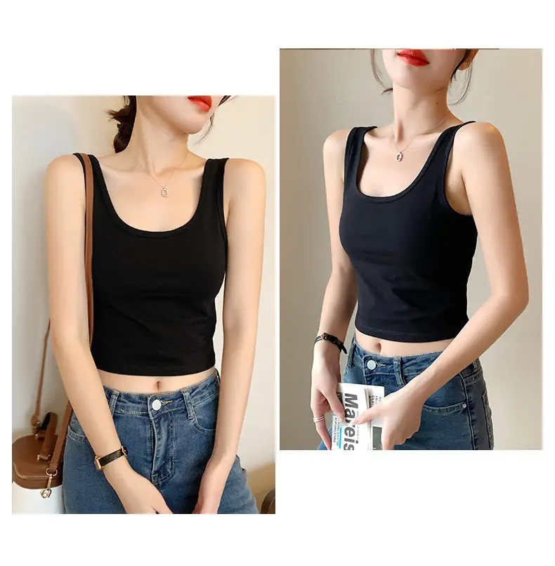 Women's White Navel Vest Summer Top — feature 14