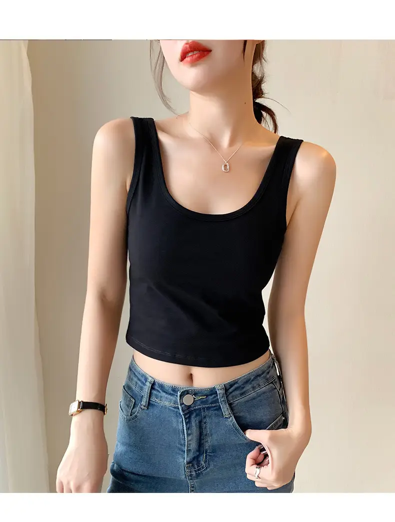 Women's White Navel Vest Summer Top — feature 15