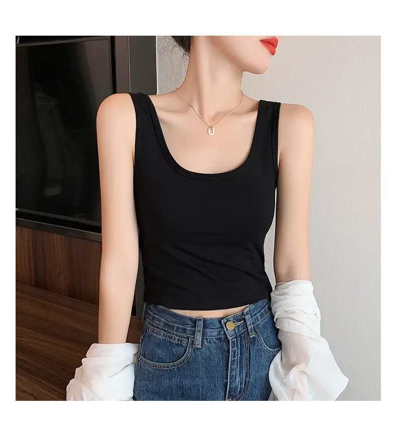 Women's White Navel Vest Summer Top — feature 16
