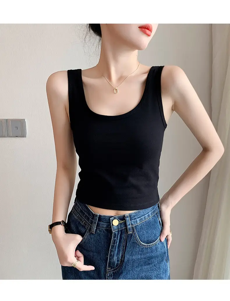 Women's White Navel Vest Summer Top — feature 17
