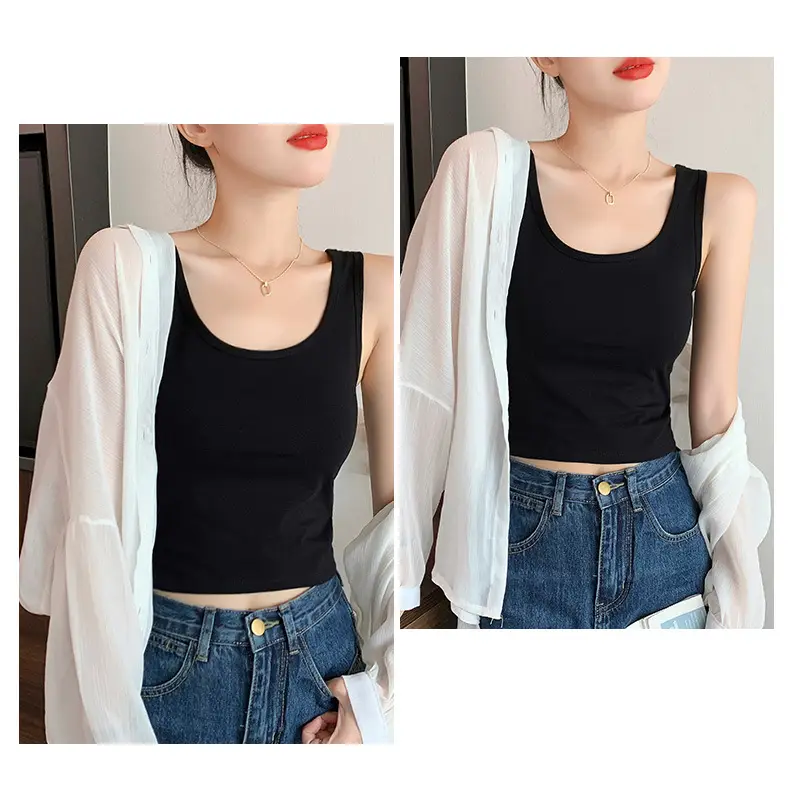 Women's White Navel Vest Summer Top — feature 18