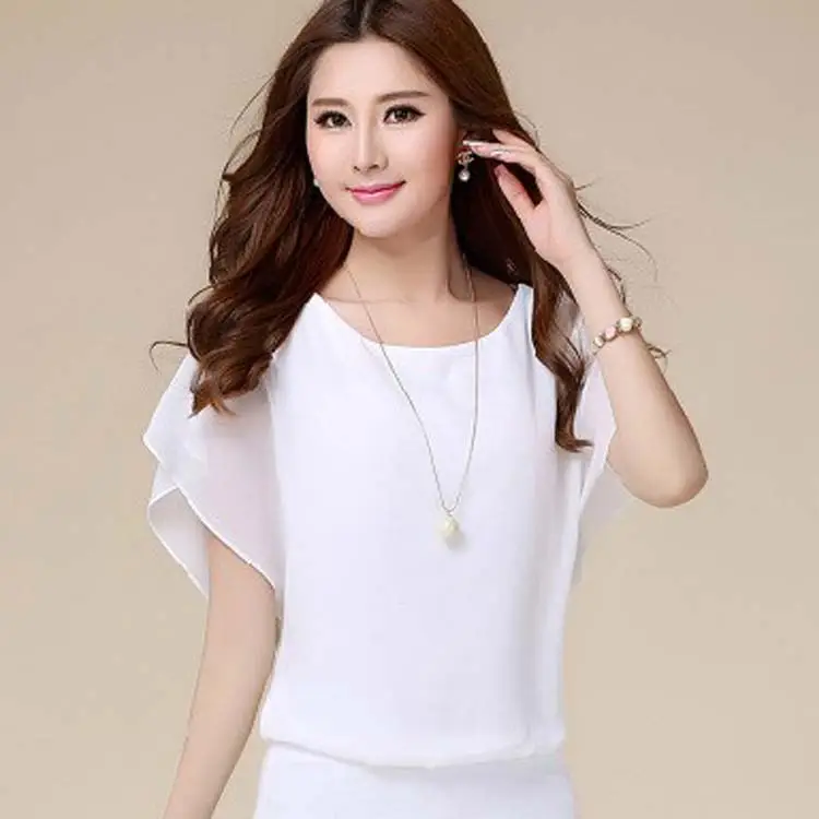 Blue Chiffon T-Shirt Plus Size Loose Fit - Image 7