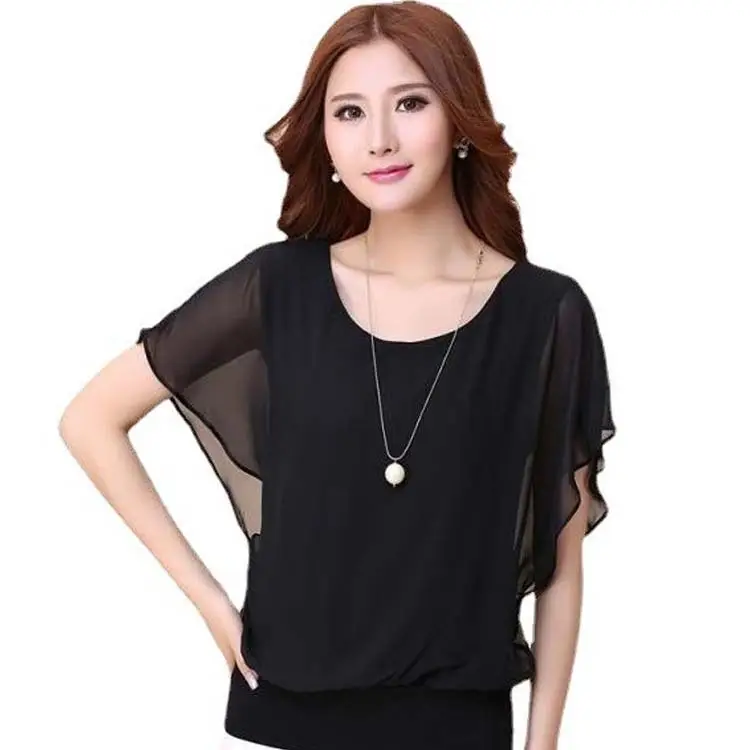 Blue Chiffon T-Shirt Plus Size Loose Fit - Image 10