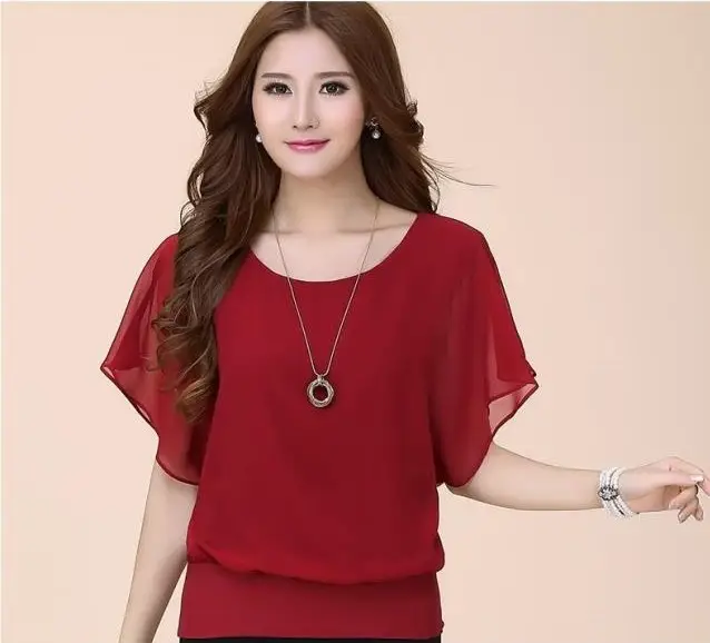 Blue Chiffon T-Shirt Plus Size Loose Fit - Image 5