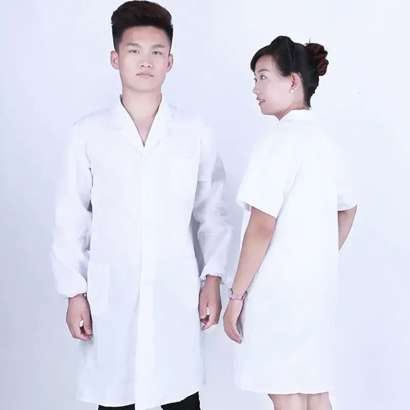 White Medical Coat Set for Men & Women Long Sleeve Half Sleeve - Image 2