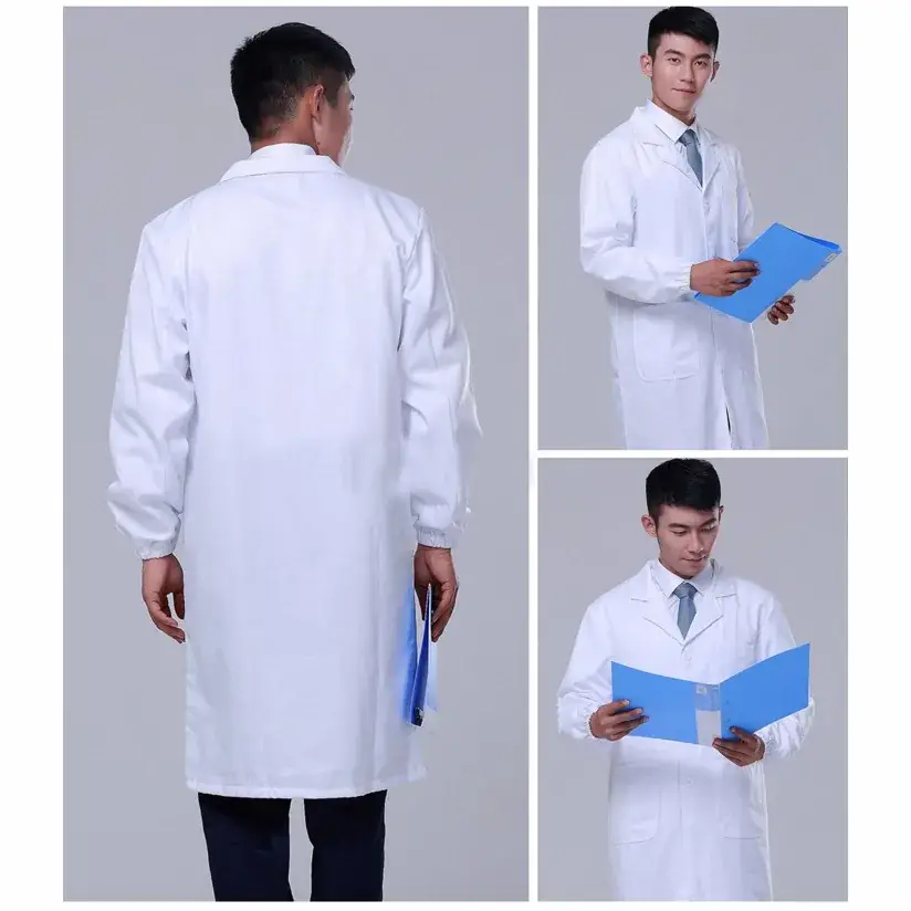 Medical White Lab Coat for Doctors Nurses Pharmacy