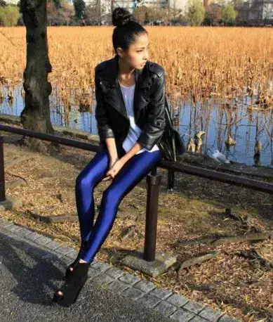 Blue Korean Style Elastic Leggings Women Large — feature 35