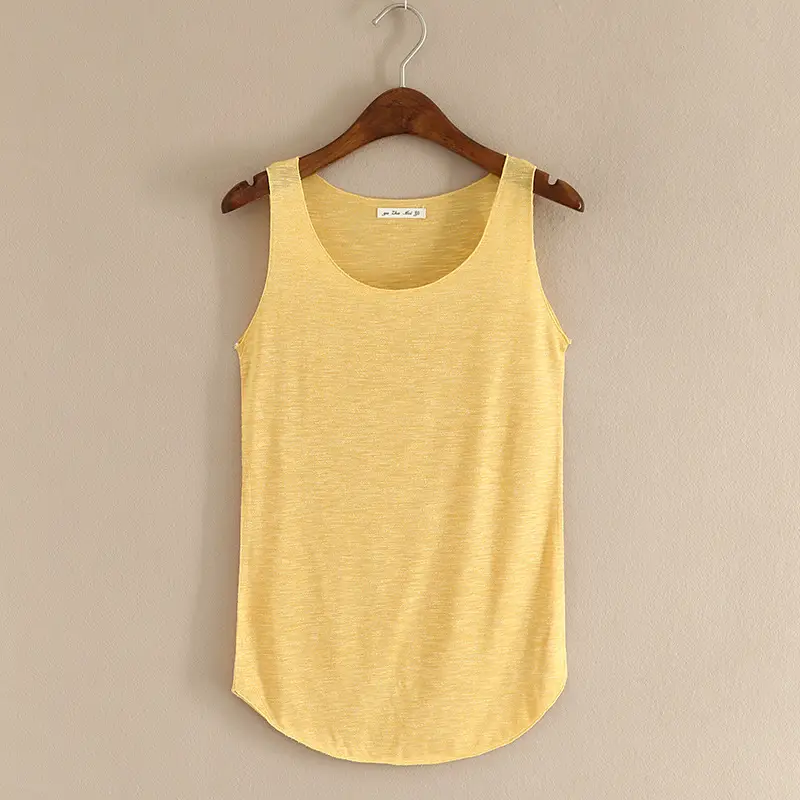 Summer Women's Grey Slub Cotton Vest with Wide Shoulder Strap — feature 8