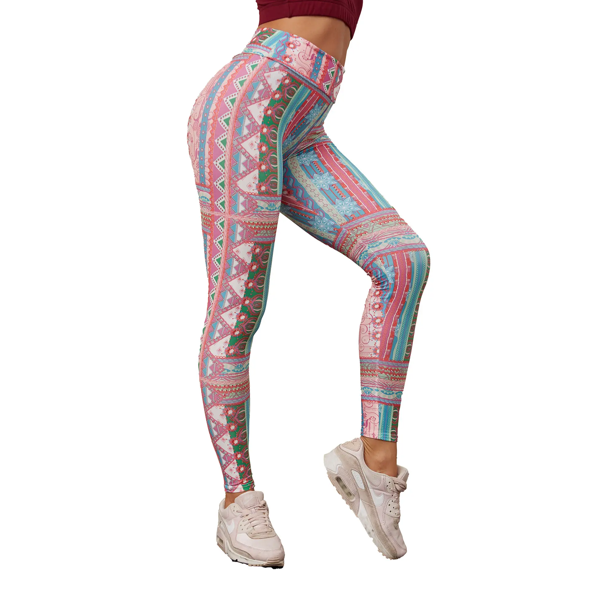 Women's Printed High Waist Yoga Pants European American