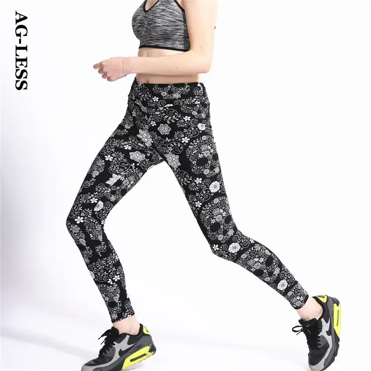 Women's Printed High Waist Yoga Pants European American
