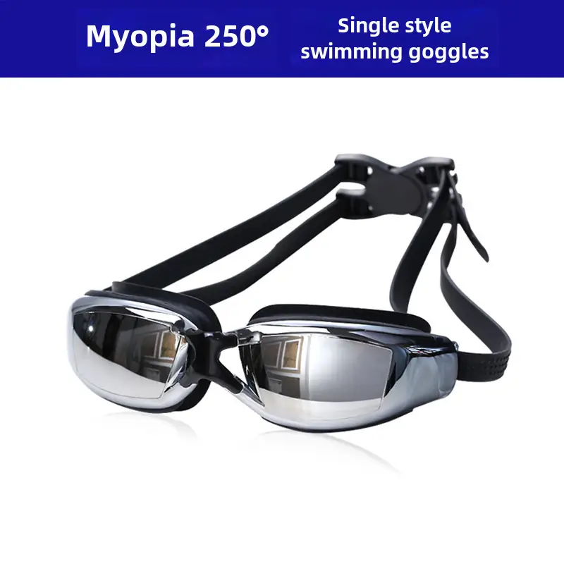 Genuine Flying Goggles Men's and Women's Large Frame Electroplated Myopia Swimming Glasses Flat Light Swimming Glasses Waterproof Anti-fog HD