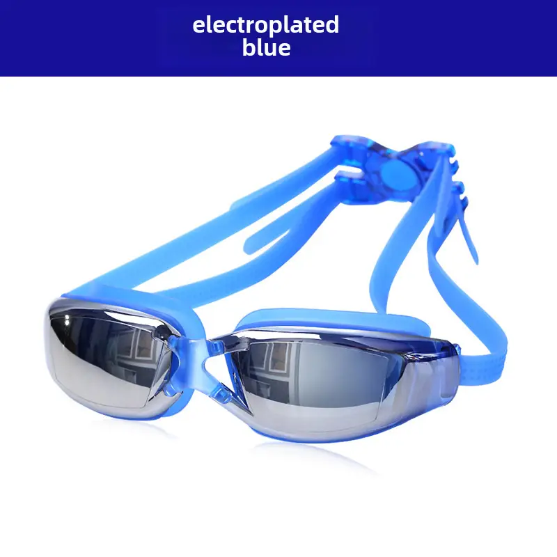 Genuine Flying Goggles Men's and Women's Large Frame Electroplated Myopia Swimming Glasses Flat Light Swimming Glasses Waterproof Anti-fog HD