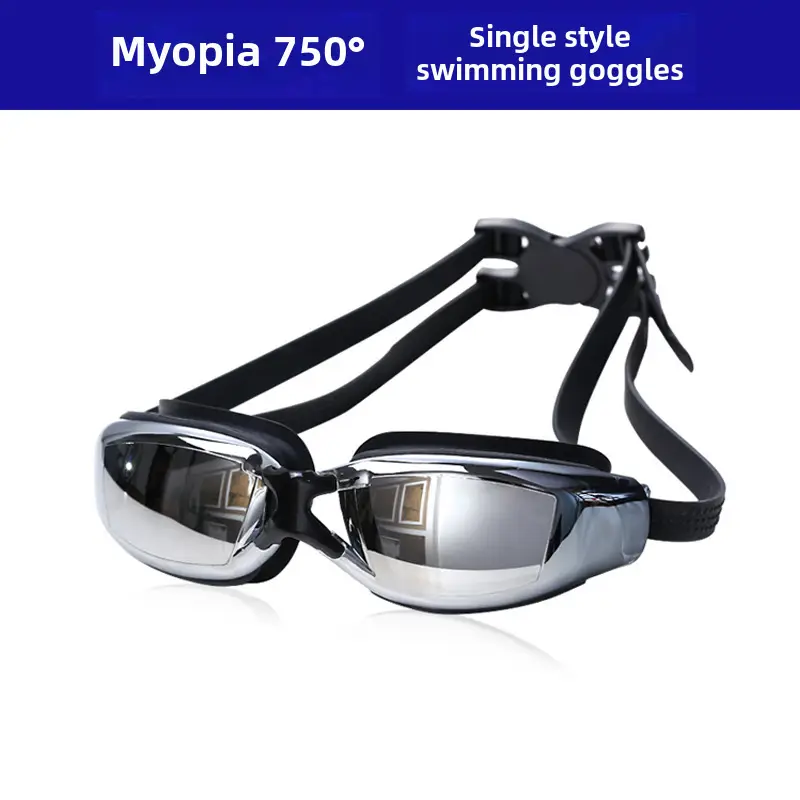 Genuine Flying Goggles Men's and Women's Large Frame Electroplated Myopia Swimming Glasses Flat Light Swimming Glasses Waterproof Anti-fog HD