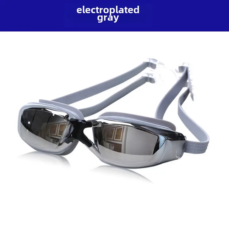 Genuine Flying Goggles Men's and Women's Large Frame Electroplated Myopia Swimming Glasses Flat Light Swimming Glasses Waterproof Anti-fog HD
